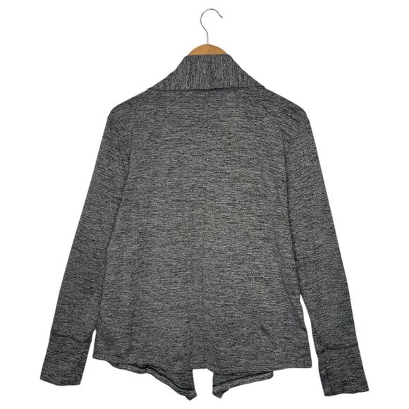 Nike Yoga Top Womens M Dri Fit Open Front Drape Cardigan Heathered Athletic Gray - Picture 3 of 16